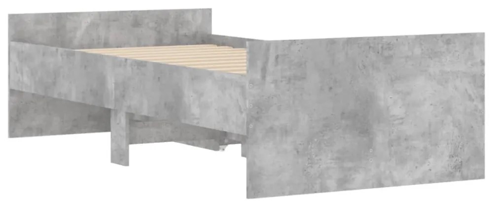 betonszürke ágykeret fiókokkal 90x190 cm