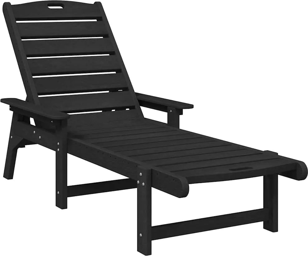 vidaXL Napozó 2 pcs Fekete 195,5 x 53 x 98,5 cm Polietilén