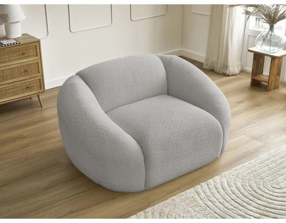 Világosszürke buklé fotel Tina – Bobochic Paris