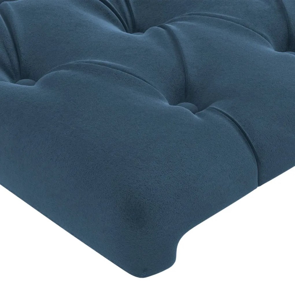 sötétkék bársony LED-es fejtámla 100x7x118/128 cm