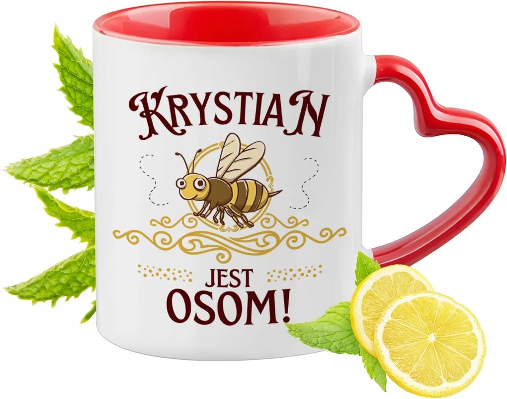 Krisztiánnak Piros Bögre Szív Alakú Füllel Ajándék