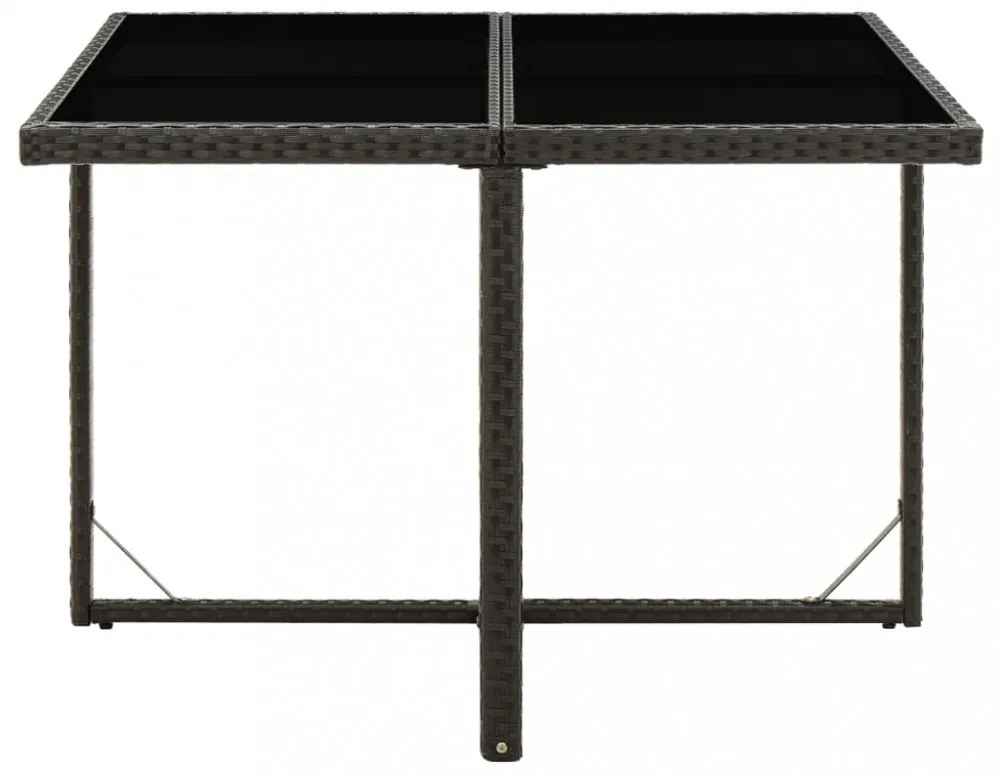 fekete polyrattan és üveg kerti asztal 109 x 107 x 74 cm
