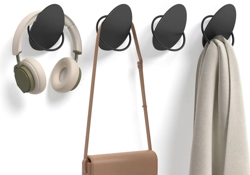 Fali fogas 4 db, falra szerelhető, fekete