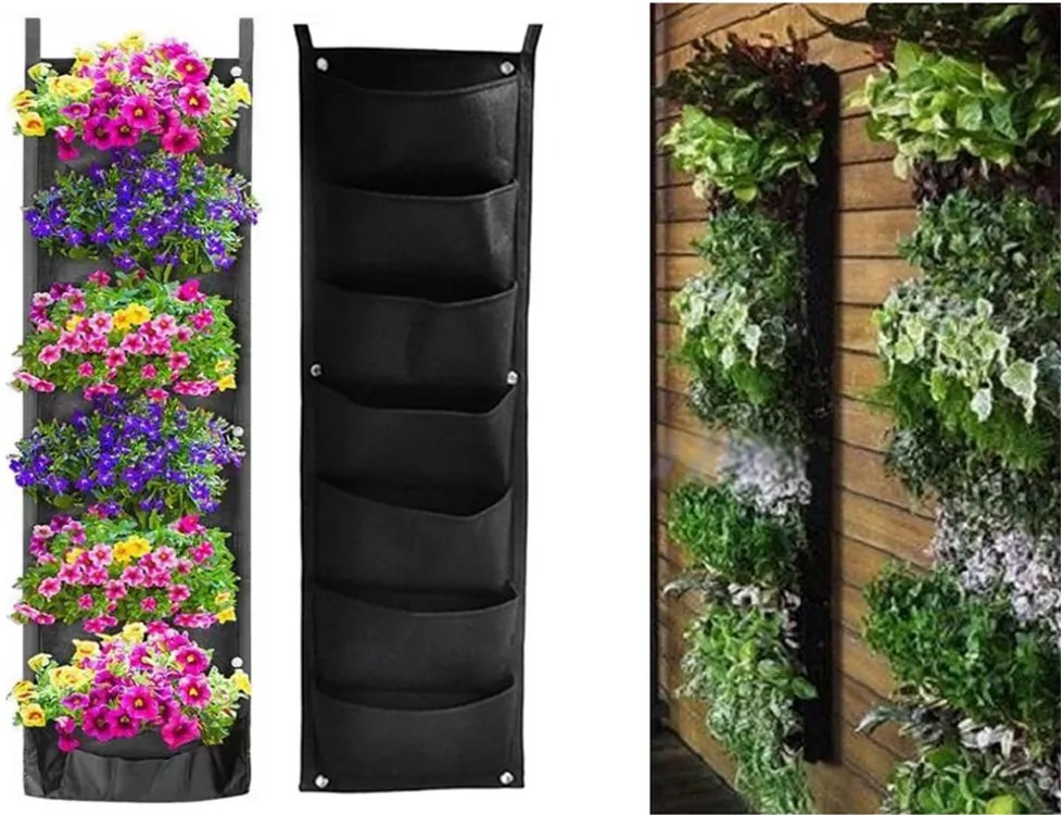 Filc függőleges növénytartó - 7 zseb palánták számára