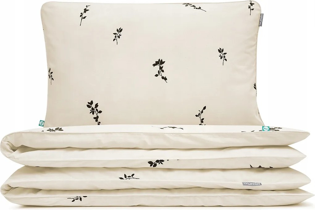 Ágyneműhuzat Fekete levelek 200x200 cm 2x 60x50 cm Mumla