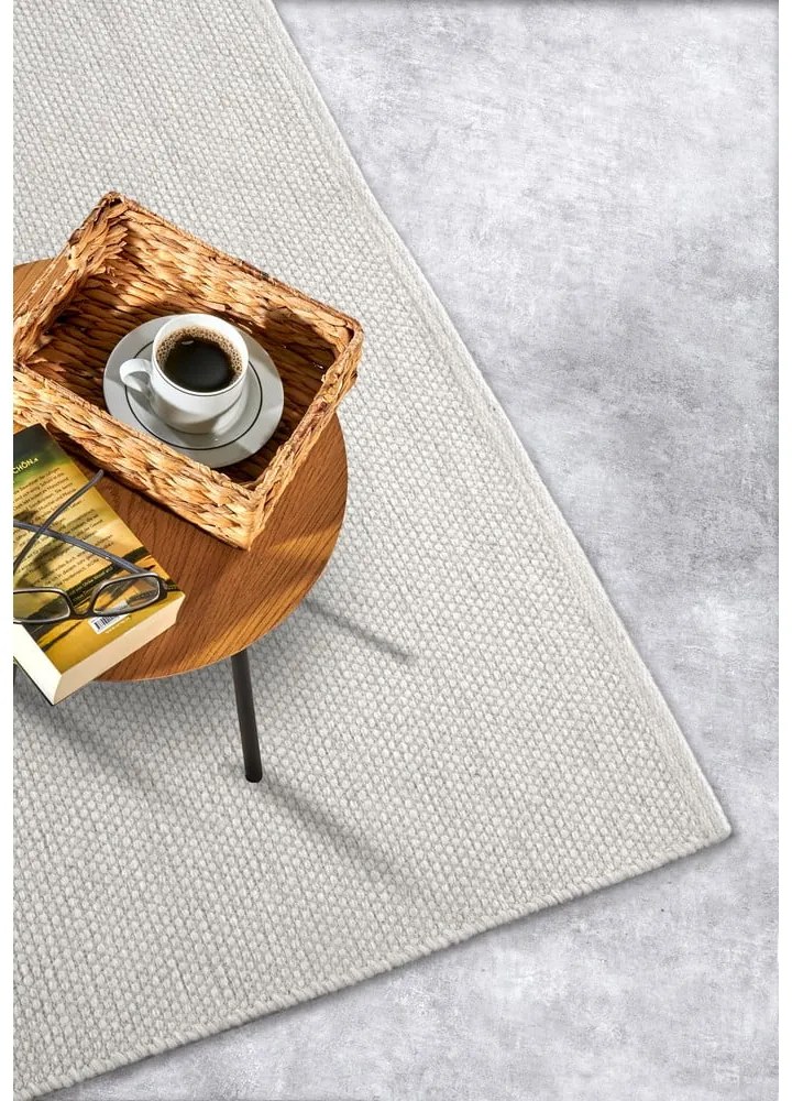 Krémszínű kézi szövésű gyapjúkeverék szőnyeg 60x90 cm Pradesh Natural White – Elle Decoration