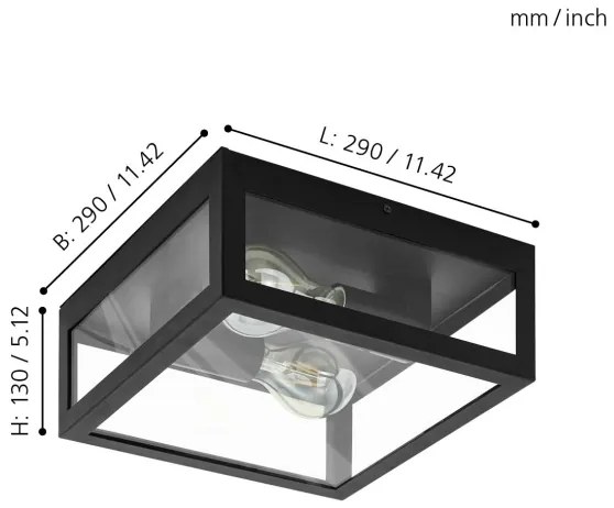 Eglo 99122 - AMEZOLA fürdőszobai mennyezeti lámpa 2xE27/40W/230V IP44