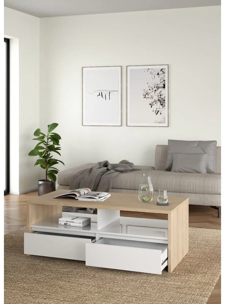 Fehér-natúr színű dohányzóasztal 60x120 cm Next – Tvilum