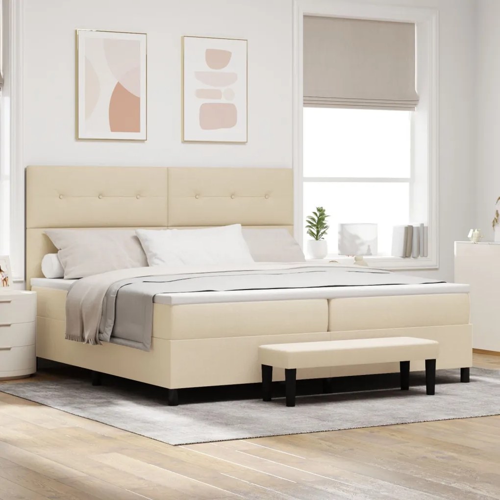 Box Spring Ágy Matraccal és Pad Mokka 200x200 cm Szövet
