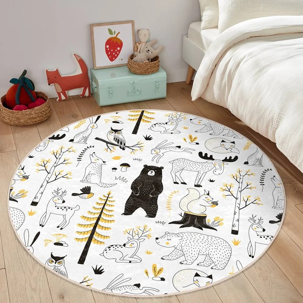 Sárga-fehér gyerek szőnyeg ø 100 cm Comfort – Mila Home