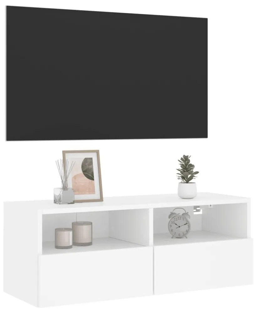 fehér szerelt fa fali TV-szekrény 80 x 30 x 30 cm