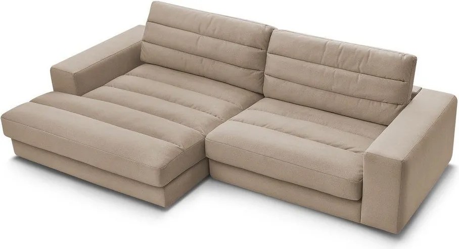 Szürkésbarna bársony sarokkanapé (bal oldali-heverő résszel) Sierra – Bobochic Paris