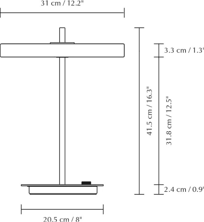 Fekete-fehér fém LED dimmelhető asztali lámpa fém búrával (magasság 41,5 cm) Asteria Table – UMAGE