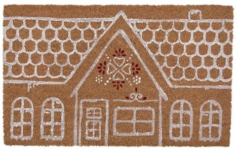 Lábtörlő 75x45cm, kókusz-PVC, mézeskalács házikó