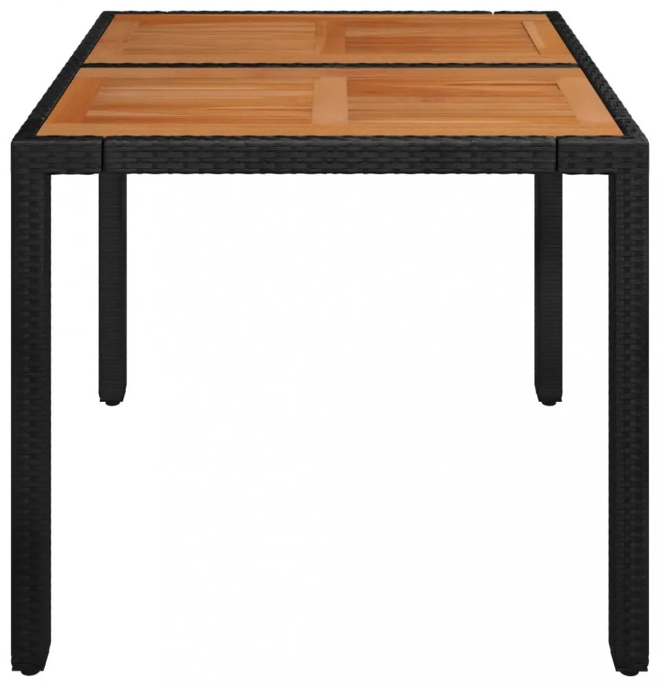 fekete polyrattan falapos kerti asztal 90 x 90 x 75 cm