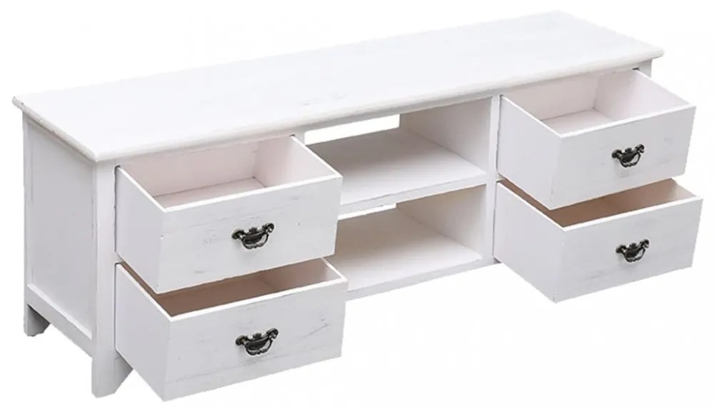 antik fehér tömör császárfa TV-szekrény 108 x 30 x 40 cm