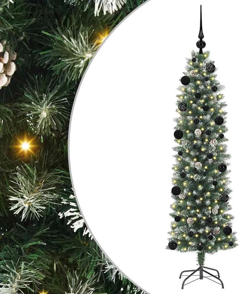 vidaXL Mű Karcsú Karácsonyi Fa 150 LED-del Zöld és Fehér 150 cm