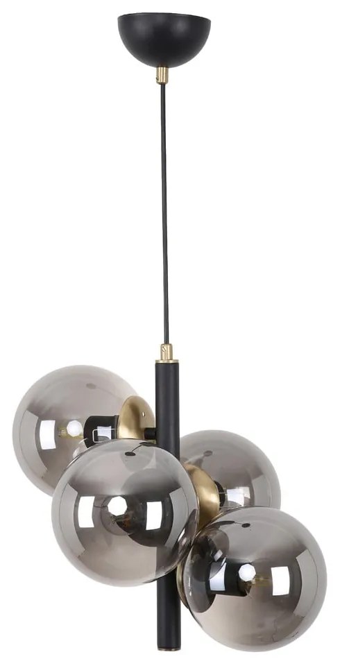 Fekete-szürke függőlámpa üveg búrával ø 15 cm Forte – Squid Lighting