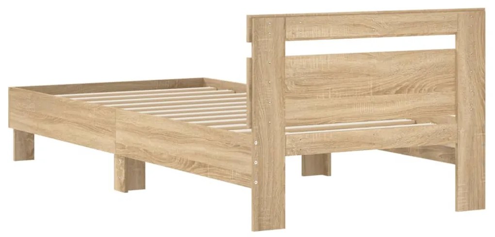 sonoma tölgy színű fejtámlás ágykeret matrac nélkül 90 x 200 cm
