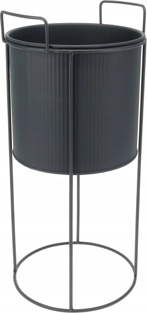 Virágtartó állvány fém 18,4x40 cm matt fekete