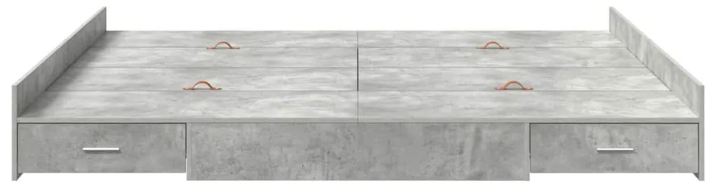 Ágykeret tárolóval fiókkal Beton szürke 200 x 200 cm Faanyag
