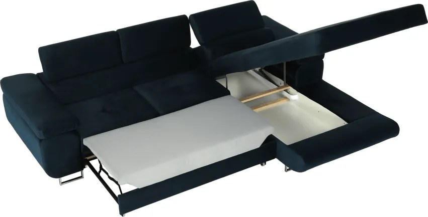 Sarokülőgarnitúra, kék, jobbos kivitel, AMARETA