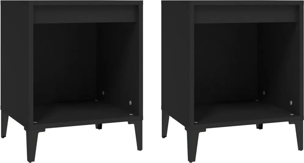 vidaXL 2 db fekete éjjeliszekrény 40 x 35 x 50 cm