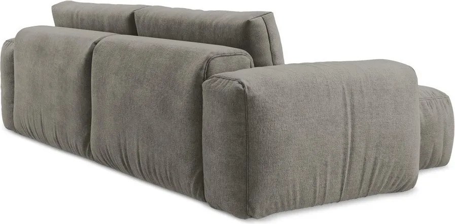 Szürke zsenília kinyitható sarokkanapé (bal oldali-heverő résszel) Kuki – Makamii