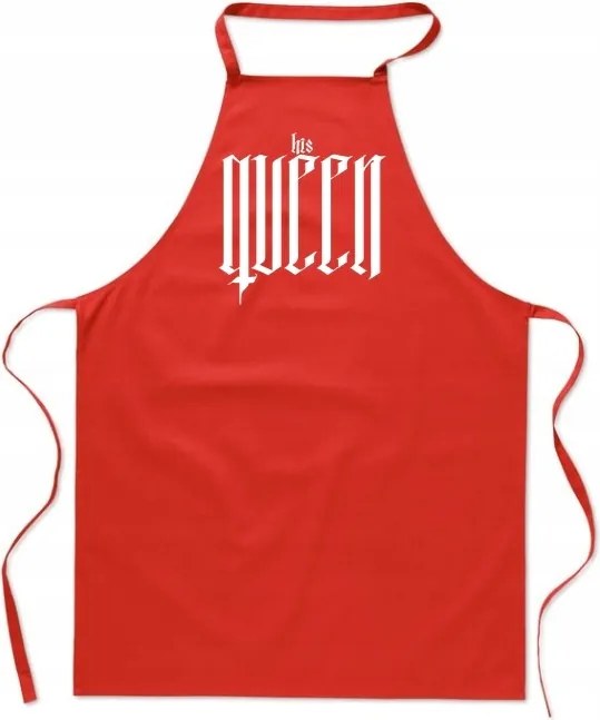 Konyhai Kötény piros Valentin Napi Ajándék His Queen FA_436_cw