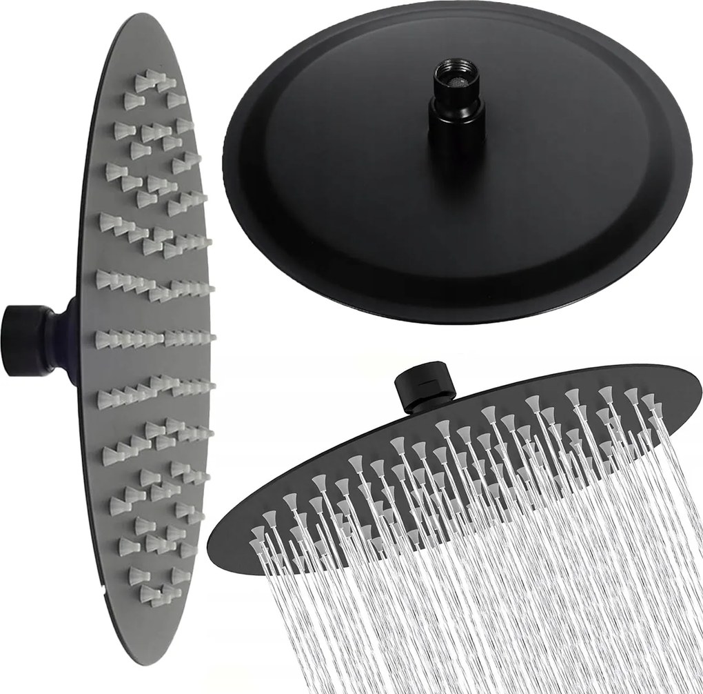 Zuhany Esőztető Acél Vékony Kerek Slim Zuhany Fekete 25CM