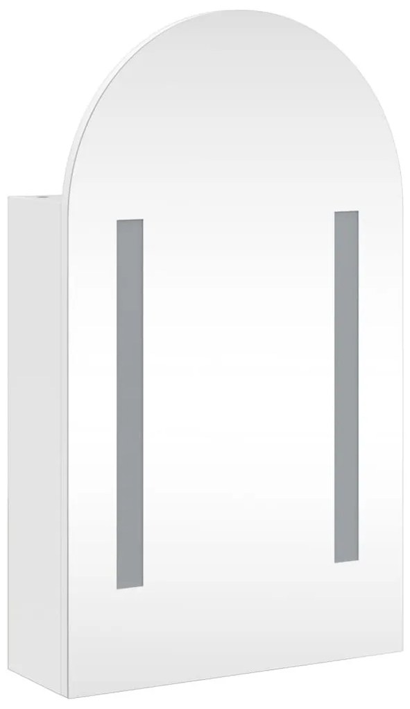 fehér ívelt tükrös fürdőszobaszekrény LED-del 42 x 13 x 70 cm