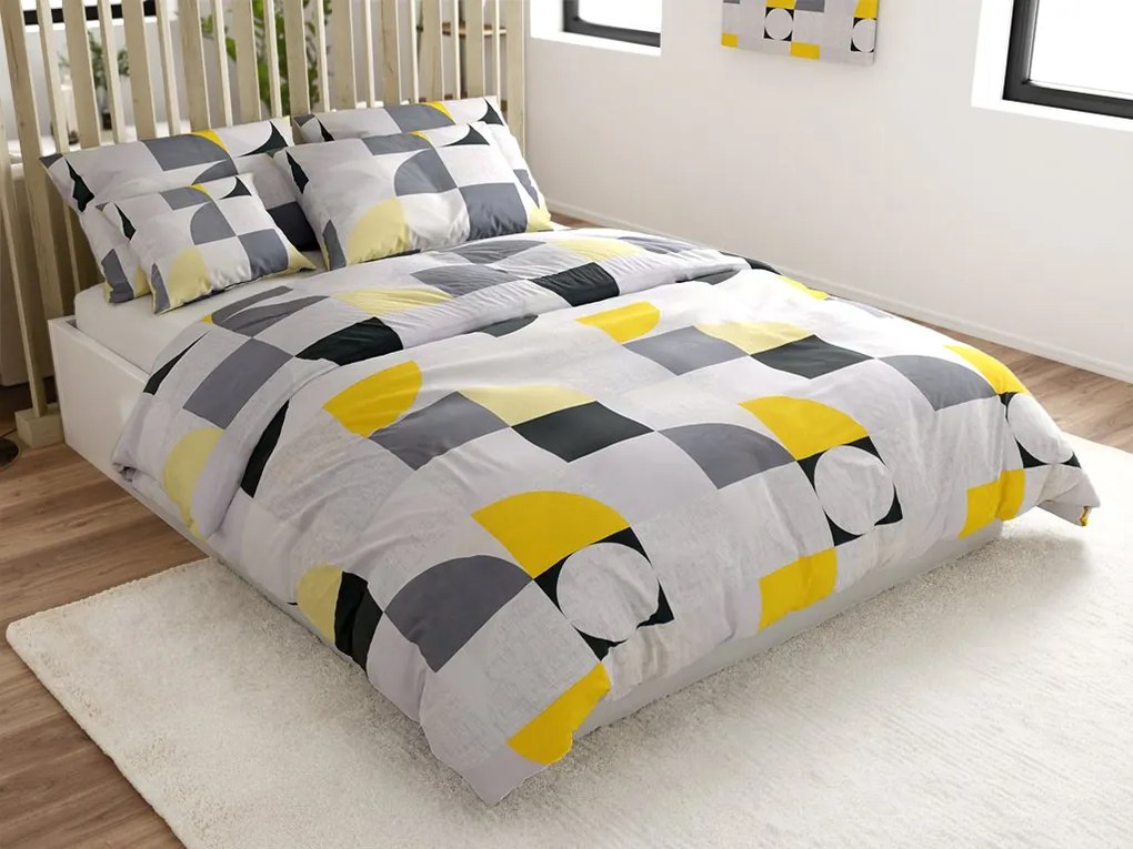 Krepp ágynemű reforcé pamutból GEOMETRIES krémszínű Ágyneműhuzat mérete: 70 x 90 cm | 140 x 200 cm