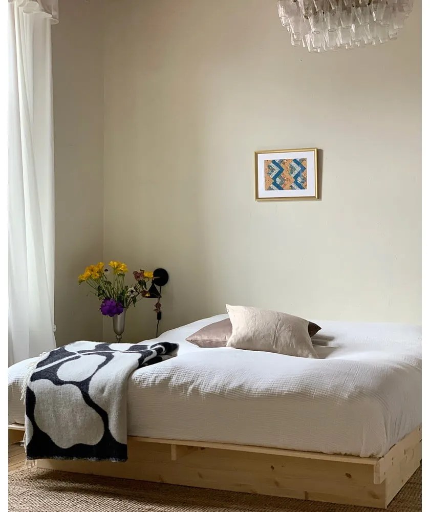 Natúr színű borovi fenyő franciaágy 140x200 cm Kanso – Karup Design