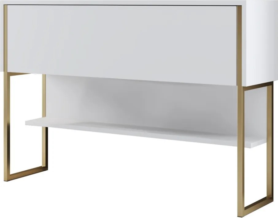 Komód, arany-fehér, 120 cm