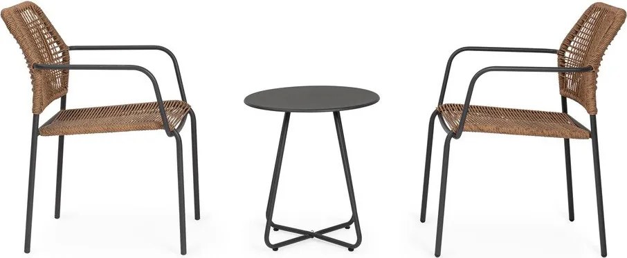 Sötétszürke-natúr színű fém kerti szék Jable – Bizzotto