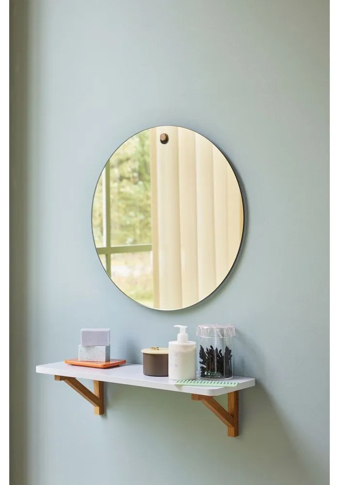 Világosszürke fali polc tölgyfa dekorral 60 cm Arki – Hübsch