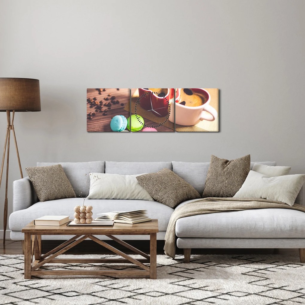Kávé és a macaroon képe (órával) (90x30 cm)