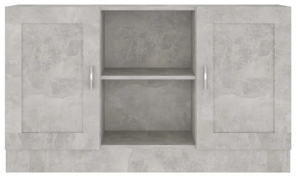 betonszürke szerelt fa tálalószekrény 120 x 30,5 x 70 cm
