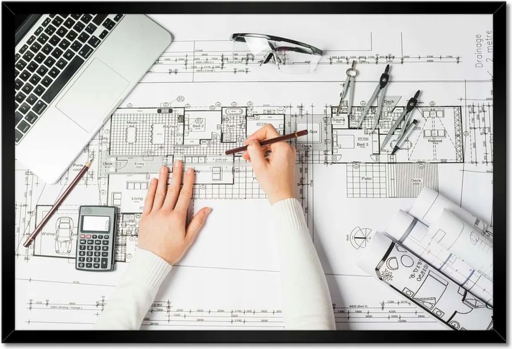 Poszterek keretben 60x40 Építész rajz terv