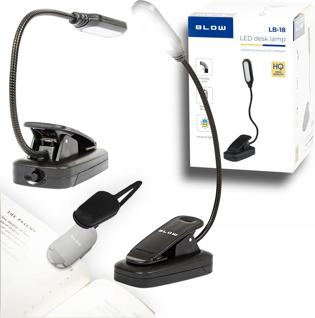 Led Olvasólámpa Vezeték Nélküli Asztali Éjjeli Lámpa Állítható Klippel