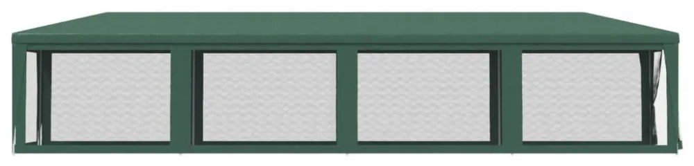 zöld HDPE rendezvénysátor 10 hálós oldalfallal 3x12 m