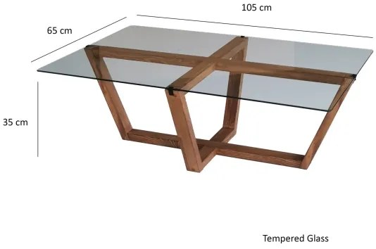 Kávésasztal AMALFI 35x105 cm fenyő/átlátszó