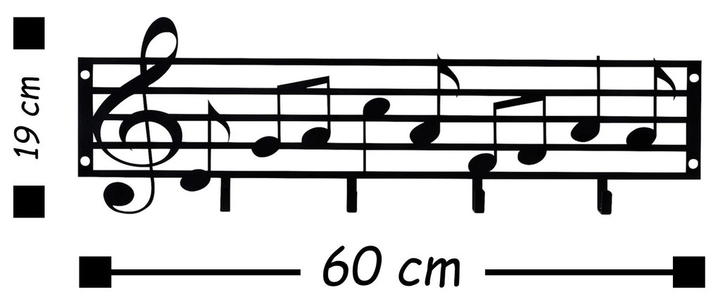 Fali Dekoráció  - Fém fali akasztó, Note