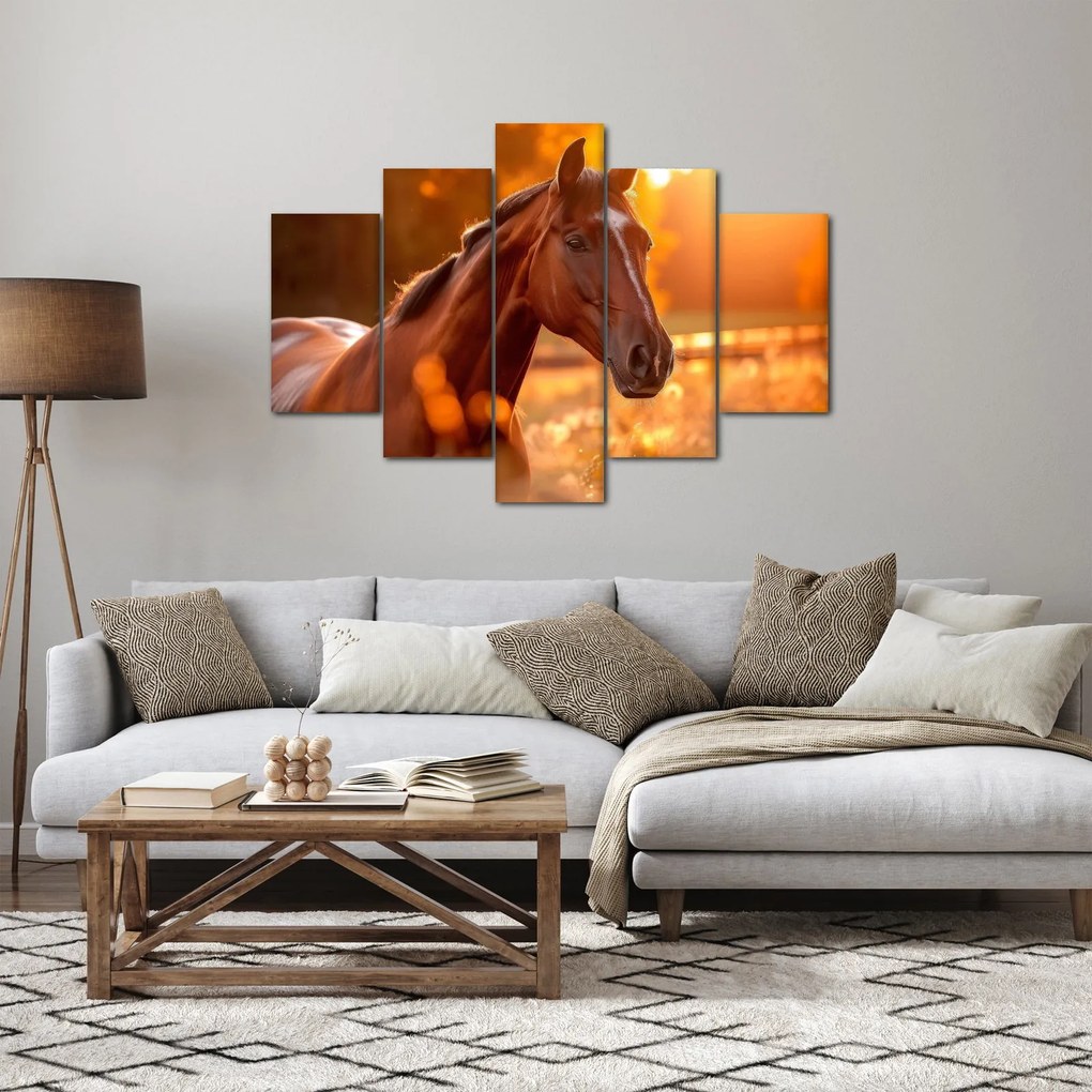 Kép - Ló a naplementében (150x105 cm)