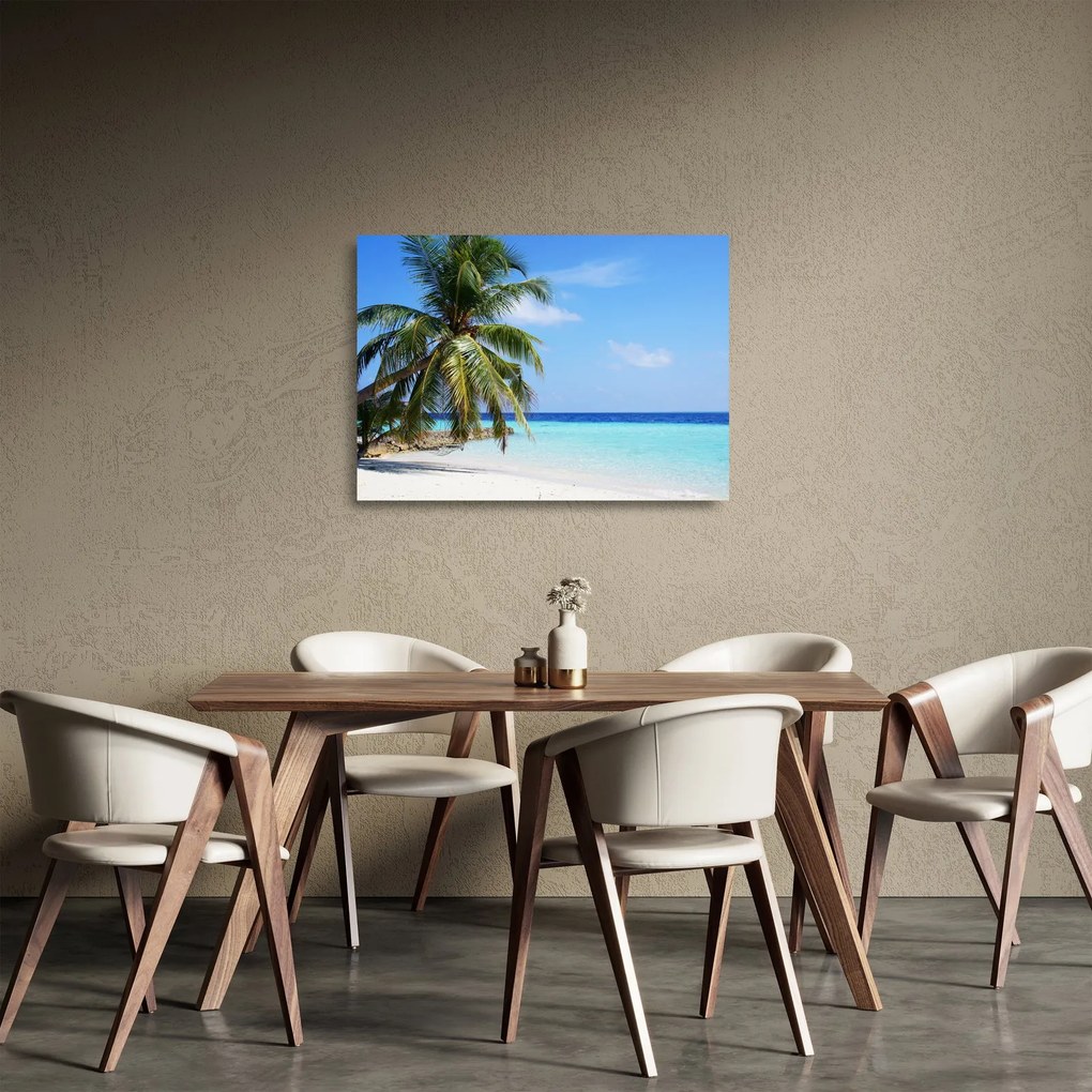 Pálmafák a strandon képe (üvegen) (70x50 cm)
