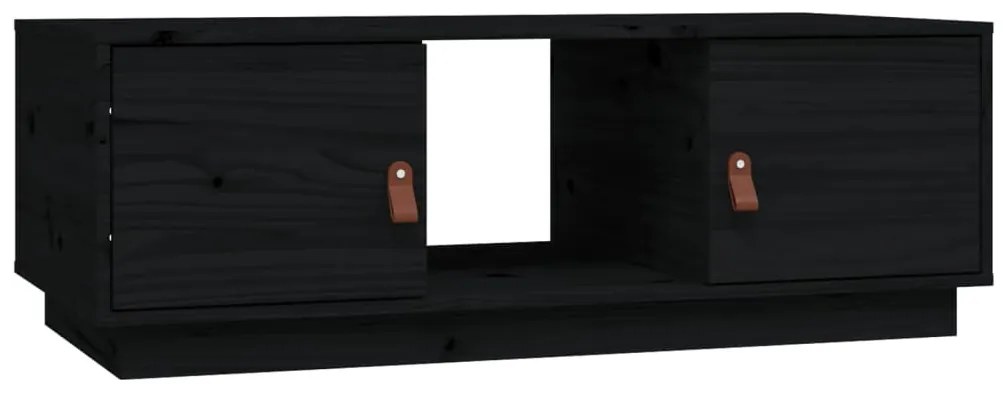 Fekete tömör fenyőfa dohányzóasztal 100 x 100 x 40 cm