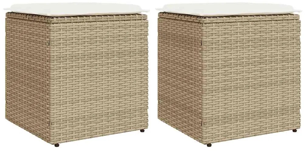 vidaXL 2 db bézs polyrattan kerti szék párnával 40x40x43 cm