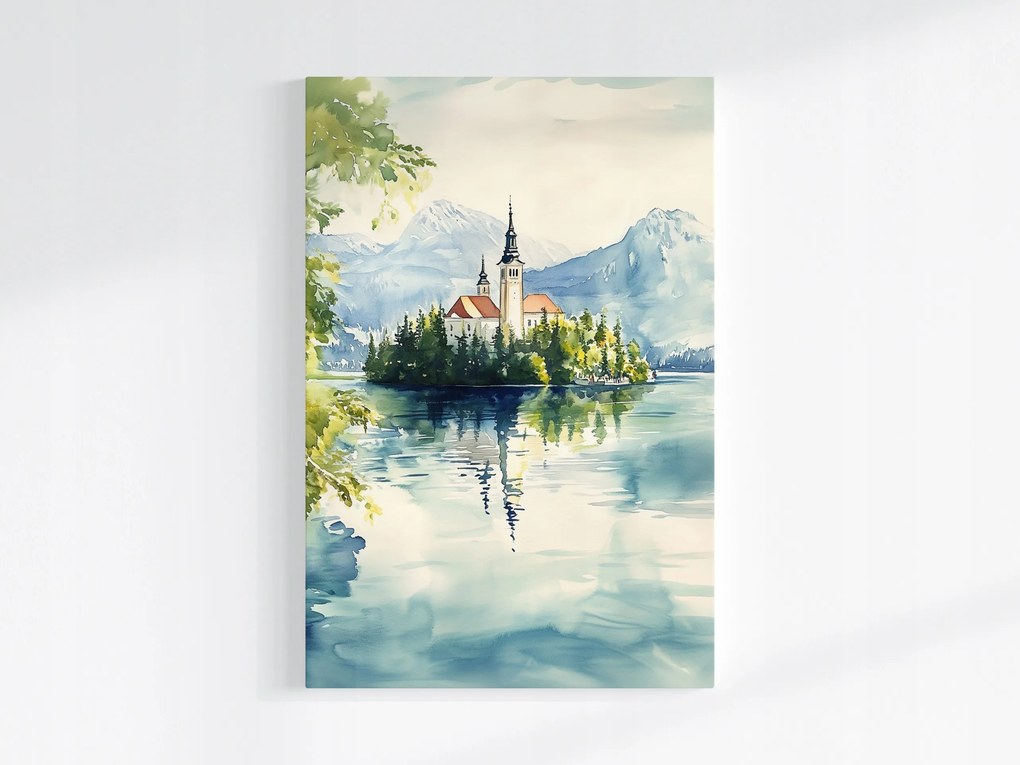 Poszter Tájkép Szlovénia Tó Hibás Templom Sziget 80x120