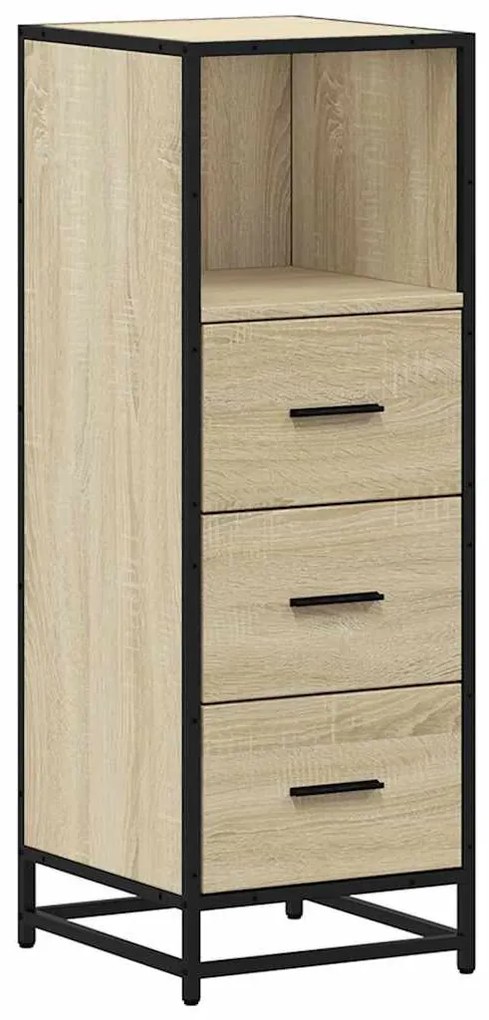 sonoma tölgy színű szerelt fa fürdőszobaszekrény 35x37,5x100 cm