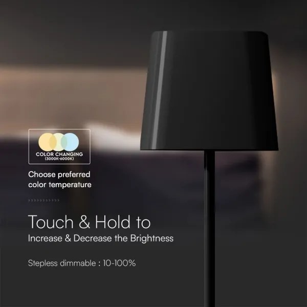 LED Napelemes mágneses asztali lámpa LED/5W/5V 3000-6000K 3600 mAh IP65 fekete